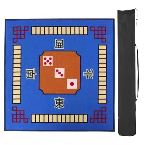 Mahjong-Tischdecke Quadratische Mahjong-Tischmatte Mit Regeln, Anti-Rutsch-Rauschunterdrückung, Pokerkarten Und Brettspiel-Tischauflage, Quadratische Spielmatte ( Color : Blue , Size : 39.4x39.4inch/1 von MOOFUT