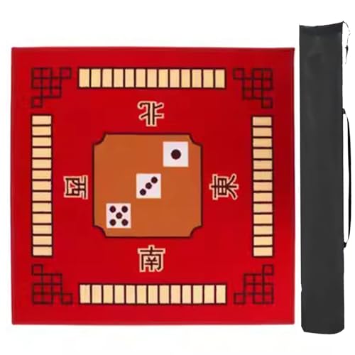 Mahjong-Tischdecke Quadratische Mahjong-Tischmatte Mit Regeln, Anti-Rutsch-Rauschunterdrückung, Pokerkarten Und Brettspiel-Tischauflage, Quadratische Spielmatte ( Color : Red , Size : 35.4x35.4inch/90 von MOOFUT
