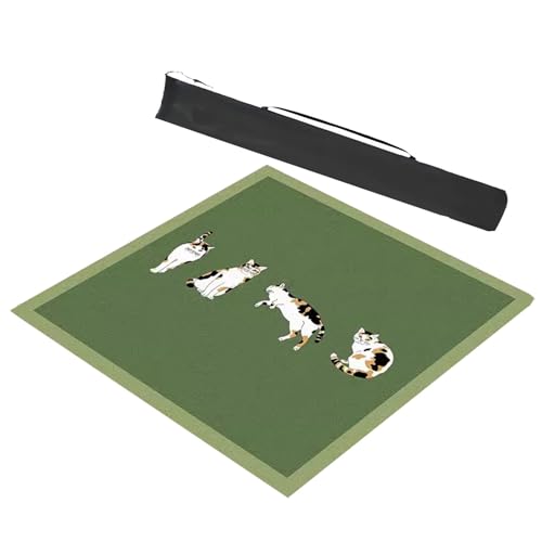 Mahjong-Tischdecke Quadratische Mahjong-Tischmatte Mit Tragetasche, Aufrollbare Gaming-Matte Mit Niedlichem Katzenmuster, Rutschfeste Und Geräuschreduzierende Spielkartenmatte ( Color : B , Size : 51. von MOOFUT