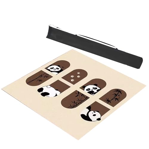 Mahjong-Tischdecke Quadratische Mahjong-Tischmatte Mit Tragetasche, Niedliche Spieltischmatte Mit Panda-Aufdruck, Rutschfeste Und Geräuschreduzierende Spieltischabdeckung ( Color : Beige-2 , Size : 59 von MOOFUT