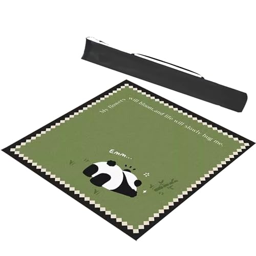 Mahjong-Tischdecke Quadratische Mahjong-Tischmatte Mit Tragetasche, Niedliche Spieltischmatte Mit Panda-Aufdruck, Rutschfeste Und Geräuschreduzierende Spieltischabdeckung ( Color : Green-1 , Size : 55 von MOOFUT