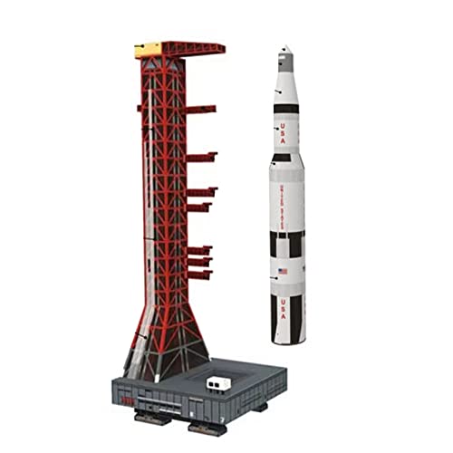 MOOKEENONE Papier 1:300 Saturn V Rakete und Startblock Modell Simulation Flugzeugmodell Luftfahrtmodell Raketen-Kits für Sammlung und Geschenk (unmontiertes Kit) von MOOKEENONE