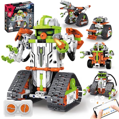 MOOKLIN ROAM Technic Ferngesteuert Bauspielzeug für Kinder, 5 in 1 RC Roboter Tracked Racer mit App, 539 Stück Auto Dinosaurier Spielzeug, Geburtstagsgeschenk für Kinder ab 6-12+ Jungen Mädchen MOOKLIN ROAM Technic Ferngesteuert Bauspielzeug für Kinder, 5 in 1 RC Roboter Tracked Racer mit App, 539 Stück Auto Dinosaurier Spielzeug, Geburtstagsgeschenk für Kinder ab 6-12+ Jungen Mädchen von MOOKLIN ROAM