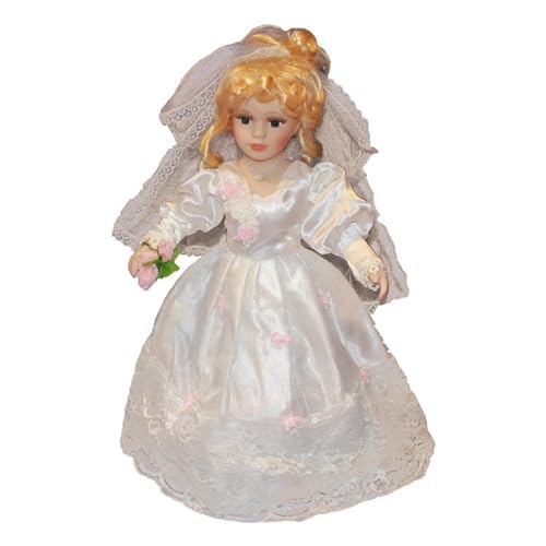 MOONDAME Braut Porzellanpuppe Stehendes Mädchen Weißes Kleid Spielzeugpuppe Porzellanspielzeug Für Braut Porzellanpuppe Porzellanmädchen MOONDAME Braut Porzellanpuppe Stehendes Mädchen Weißes Kleid Spielzeugpuppe Porzellanspielzeug Für Braut Porzellanpuppe Porzellanmädchen von MOONDAME