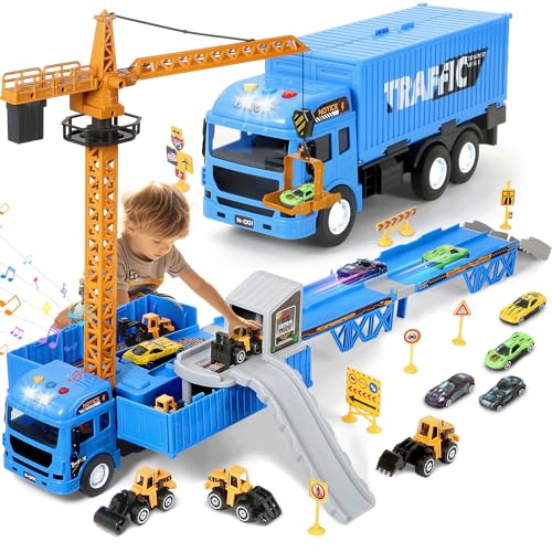 MOONTOY Baustellenfahrzeuge Kinder Kran LKW Spielzeug Mit doppelter Auswurfschiene Bagger Drehung Bulldozer Dampfwalze Gabelstapler Konstruktionsfahrzeuge für 3 4 5 6 7 Jahre alt Jungen Geschenke MOONTOY Baustellenfahrzeuge Kinder Kran LKW Spielzeug Mit doppelter Auswurfschiene Bagger Drehung Bulldozer Dampfwalze Gabelstapler Konstruktionsfahrzeuge für 3 4 5 6 7 Jahre alt Jungen Geschenke von MOONTOY