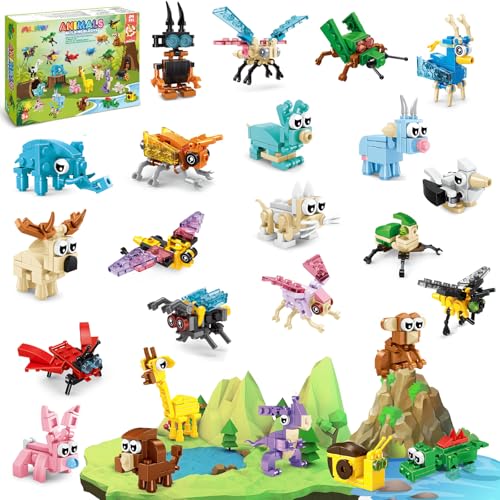 MOONTOY Mitgebsel Kindergeburtstag Gastgeschenke, 24 Tage Mini Bausteine Tiere Konstruktionsspielzeug, 3 IN 1 Baustein Spielzeug Geburtstag Party Geschenke Kinder 3-12 Mädchen und Jungen MOONTOY Mitgebsel Kindergeburtstag Gastgeschenke, 24 Tage Mini Bausteine Tiere Konstruktionsspielzeug, 3 IN 1 Baustein Spielzeug Geburtstag Party Geschenke Kinder 3-12 Mädchen und Jungen von MOONTOY