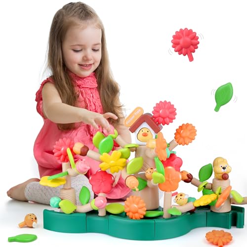 MOONTOY Blumengarten Spielzeug für Kinder ab 2 Jahren Mädchen Jungen Geschenk,Montessori Spielzeug lernendes pädagogisches Spielzeug ab 2 3 4 5 6 Jahre Motorikspielzeug Lernspielzeug von MOONTOY