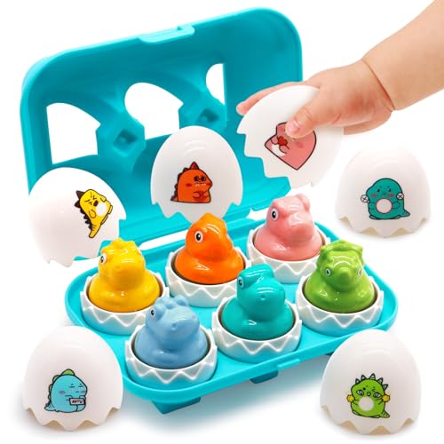 MOONTOY Montessori-Dinosaurier-Ei, 6-teilige passendes Spielzeug für Kleinkinder 1–3 Jahren, Spielzeug zum Sortieren von Farben und Formen, 12–18 Monate, sensorisches Formsortierpuzzle, Ostergeschenke MOONTOY Montessori-Dinosaurier-Ei, 6-teilige passendes Spielzeug für Kleinkinder 1–3 Jahren, Spielzeug zum Sortieren von Farben und Formen, 12–18 Monate, sensorisches Formsortierpuzzle, Ostergeschenke von MOONTOY