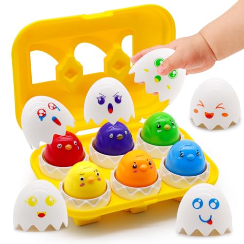 MOONTOY Montessori Passende Eier 6PCS Hähnchenei-Spielzeug Farben Und Formen Sortieren Skills Spielzeug Lernspielzeug für Kinder Kleinkinder Formsortier-Puzzle für 12-18 Monate Ostergeschenke MOONTOY Montessori Passende Eier 6PCS Hähnchenei-Spielzeug Farben Und Formen Sortieren Skills Spielzeug Lernspielzeug für Kinder Kleinkinder Formsortier-Puzzle für 12-18 Monate Ostergeschenke von MOONTOY