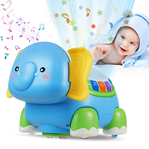 MOONTOY Musikalisches Musik Babyspielzeug ab 6 7 8 9 10 12 Monate Junge Mädchen Geschenk, Leuchtender Elefant Spielzeug ab 1 Jahr, Lernspielzeug Spielzeug mit Musik & Licht für Kleinkinder 1-3 von MOONTOY