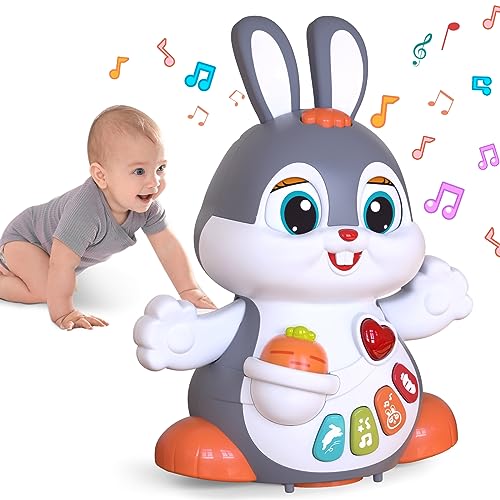 MOONTOY Baby Musikspielzeug Spielzeug ab 1 Jahr,krabbelspielzeug Babyspielzeug ab 6 7 8 9 10 12 18 Monate,Hase Spielzeug Interaktives Lernspielzeug mit Musik und Licht,Geschenk Mädchen Jungen 1-2 von MOONTOY