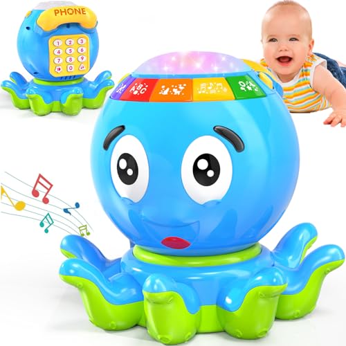 MOONTOY Oktopus Krabbel Baby Spielzeug ab 6 Monate mit Licht & Musik Kinderspielzeug ab 1 2 Jahre Musikalische Geschenk 7 8 9 10 11 12 18 Monate Junge MäDchen von MOONTOY