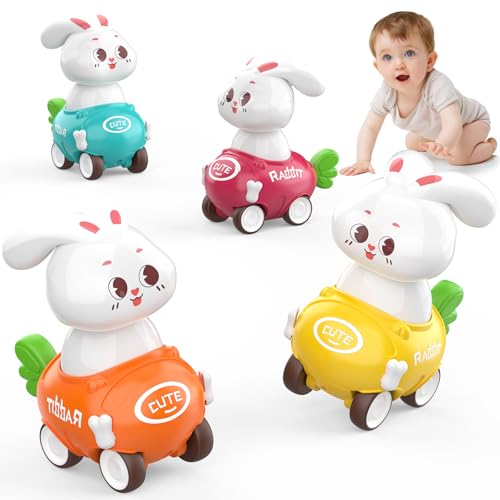 MOONTOY Osterhase Spielzeugautos ab 3 Jahr Jungen,4 Stück Baby Auto Spielzeug Geburtstags Geschenk,Geeignet als Ostern Geschenke für Einen Einjährigen Jungen Mädchen von MOONTOY