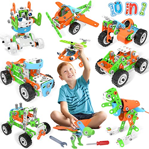 MOONTOY Konstruktionsspielzeug ab 5 6 7 8 9 Jahre Junge,218 PCS Bausteine Dinosaurier Spielzeug für Kinder, 10-in-1 Lernspielzeug Baukasten Pädagogisch Spielzeug Geschenke für Junge Mädchen von MOONTOY