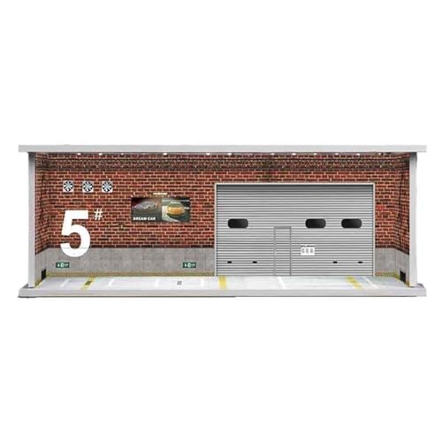 Simulationshintergrund-Szenenmodell 1:64 simuliertes Parkplatzmodell, Miniaturszene, Parkhaus, PVC-montiertes Automodell-Display mit beleuchtetem Parkplatz (Color : Red Brick) von MOOWI