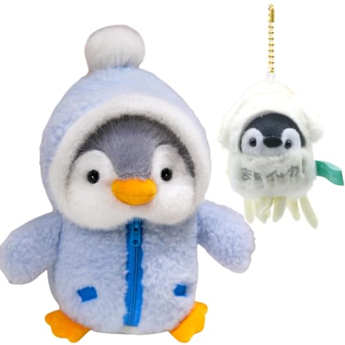 MOPQMKT 2 Süße Pinguin Plüschtiere Chubby Penguin Plüschtier und Schlüsselanhänger Super Weiches Kawaii Pinguin Plüsch Set Kuscheltiere für Jungen Mädchen Kinder von MOPQMKT