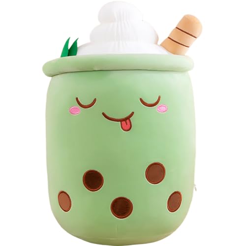 MOPQMKT Bubble Tea Kuscheltier, Plüschtier Tea Kuscheltier Stofftier Kawaii Bubble Tea Plüsch Plushie Stofftier BubbleTeetasse PlüSch Schmusetier Geschenk für Kinder Mädchen Jungen(Grün, 35cm) von MOPQMKT