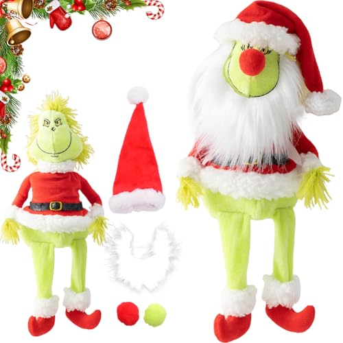 MOPQMKT G-rinch Santa Plush Grinch Plüschtier The Grinch Plüsch-Hundespielzeug Christmas Plüschtiere Dekokissen Kinder Weihnachtspuppen für Jungen Mädchen Geburtstagsgeschenke von MOPQMKT