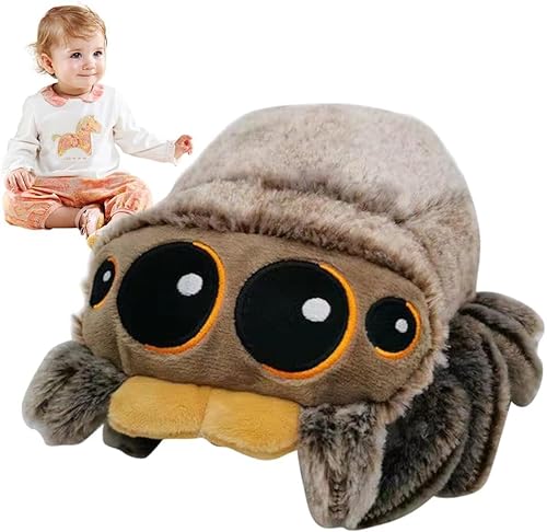 MOPQMKT Kuscheltier, Kleine Stofftier-Plüschpuppe, Lustig Weich Plüsch spinne süße Plüschpuppe mit großen Augen und Spinne Geschenk Halloween Für Erwachsene Und Kinder Grau 16 x 12 cm von MOPQMKT