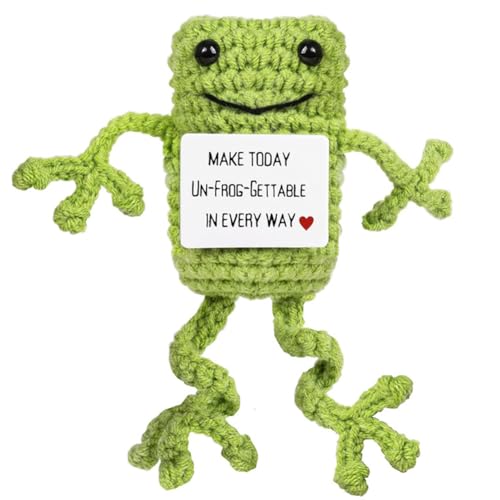 MOPQMKT Positive Kartoffel Frosch Puppe, Mutmacher Geschenk, Pocket Hug, Schultüte, Wolle Frosch Puppe Positiver mit Energiekarte von MOPQMKT