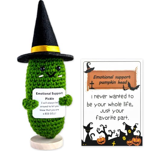 MOPQMKT Weihnachten Positive Potato, Kreative Strickwolle Kartoffel Puppe,Lustige Plüschtiere,Kreative Plush Plushie,Mutmacher Kartoffel Pocket Hug (Grüne, Gurke mit Hut) von MOPQMKT