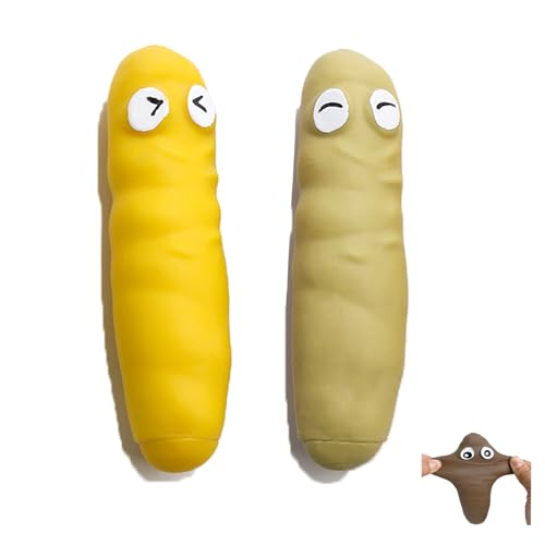 MORAINJAY 2 Stück Stressball Wurst,Kackwurst Stress Wurst,Fake Stretchy Poop Antistressball,Anti Stress Spielzeug für Kinder Erwachsene,Lustiges Geburtstagsgeschenk(Gelb&Khaki) von MORAINJAY