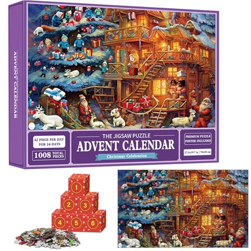 Adventskalender 2024 Jigsaw Puzzle, Familienurlaub Puzzle 1008 Teile Puzzles, 24 Boxen Puzzles für Countdown bis Weihnachten, Hausdekoration, Erwachsene Kinder Jungen Mädchen Adventskalender 2024 Jigsaw Puzzle, Familienurlaub Puzzle 1008 Teile Puzzles, 24 Boxen Puzzles für Countdown bis Weihnachten, Hausdekoration, Erwachsene Kinder Jungen Mädchen von MORAINJAY