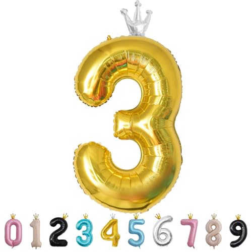 Luftballon Zahl 3 Gold, 101cm Riesen Zahlenballon Nummer 0 1 2 3 4 5 6 7 8 9 10 16 18 21 30 40 50 60 70 80 90 100, 40" Groß Folienballons für Hochzeit Jubiläum, Geburtstagsballons Party Dekoration Luftballon Zahl 3 Gold, 101cm Riesen Zahlenballon Nummer 0 1 2 3 4 5 6 7 8 9 10 16 18 21 30 40 50 60 70 80 90 100, 40" Groß Folienballons für Hochzeit Jubiläum, Geburtstagsballons Party Dekoration von MORAINJAY