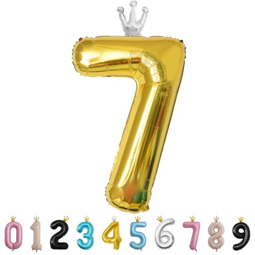 Luftballon Zahl 7 Gold, 101cm Riesen Zahlenballon Nummer 0 1 2 3 4 5 6 7 8 9 10 16 18 21 30 40 50 60 70 80 90 100, 40" Groß Folienballons für Hochzeit Jubiläum, Geburtstagsballons Party Dekoration Luftballon Zahl 7 Gold, 101cm Riesen Zahlenballon Nummer 0 1 2 3 4 5 6 7 8 9 10 16 18 21 30 40 50 60 70 80 90 100, 40" Groß Folienballons für Hochzeit Jubiläum, Geburtstagsballons Party Dekoration von MORAINJAY