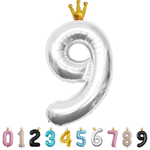 Luftballon Zahl 9 Silber, 101cm Riesen Zahlenballon Nummer 0 1 2 3 4 5 6 7 8 9 10 16 18 21 30 40 50 60 70 80 90 100, 40" Groß Folienballons für Hochzeit Jubiläum, Geburtstagsballons Party Dekoration Luftballon Zahl 9 Silber, 101cm Riesen Zahlenballon Nummer 0 1 2 3 4 5 6 7 8 9 10 16 18 21 30 40 50 60 70 80 90 100, 40" Groß Folienballons für Hochzeit Jubiläum, Geburtstagsballons Party Dekoration von MORAINJAY