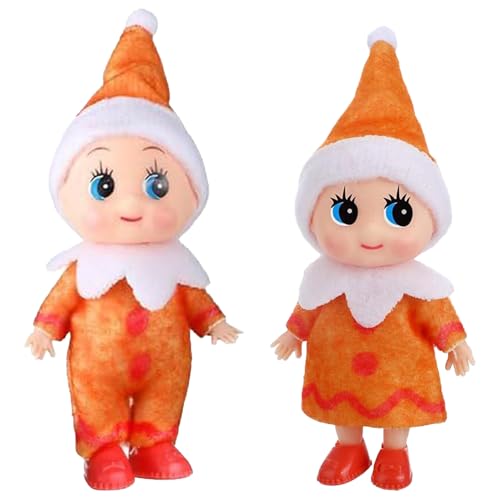 2er Set Weihnachtself Weihnachtselfen Wichtelpuppe, Elfie (Junge) und Elvie (Mädchen) Lustige und Verspielte Elfen Verhalten Sich Schlecht Mini Figuren mit Weichem Körper für Weihnachtsspielzeug von MORAINJAY