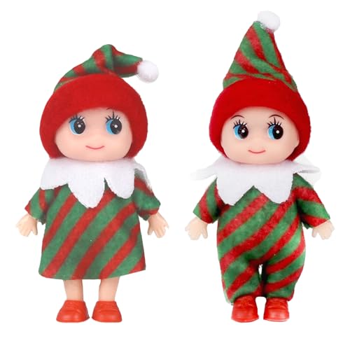 2er Set Weihnachtself Weihnachtselfen Wichtelpuppe, Grün Rot Elfie (Junge) Elvie (Mädchen) Lustige und Verspielte Elfen Verhalten Sich Schlecht Mini Figuren mit Weichem Körper für Weihnachtsspielzeug von MORAINJAY