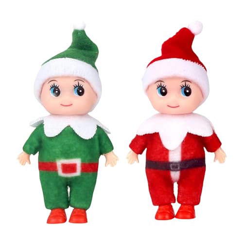2er Set Weihnachtself Weihnachtselfen Wichtelpuppe, Elfie (Junge) und Elvie (Mädchen) Lustige und Verspielte Elfen Verhalten Sich Schlecht Mini Figuren mit Weichem Körper für Weihnachtsspielzeug von MORAINJAY