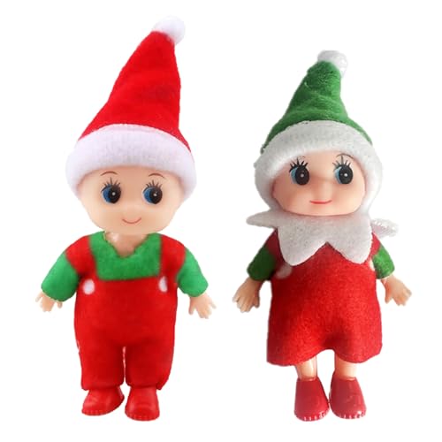 2er Set Weihnachtself Weihnachtselfen Wichtelpuppe, Elfie (Junge) und Elvie (Mädchen) Lustige und Verspielte Elfen Verhalten Sich Schlecht Mini Figuren mit Weichem Körper für Weihnachtsspielzeug von MORAINJAY