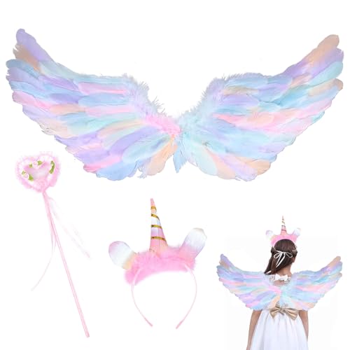 MORAINJAY 3Stück Engel Kostüm Einhorn mit Engelsflügel Zauberstab und Einhorn Heiligenschein, Weihnachtsengel Partnerkostüm, Engelskostüm Kinder, 80*35cm Flügel Kostümset für Weihnachtskostüme Kostüme MORAINJAY 3Stück Engel Kostüm Einhorn mit Engelsflügel Zauberstab und Einhorn Heiligenschein, Weihnachtsengel Partnerkostüm, Engelskostüm Kinder, 80*35cm Flügel Kostümset für Weihnachtskostüme Kostüme von MORAINJAY