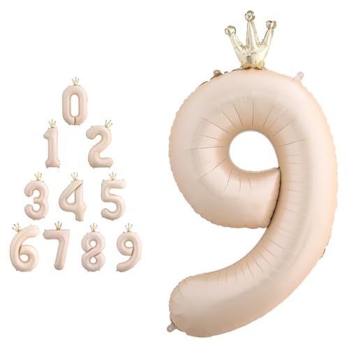 MORAINJAY 40 Zoll Cremefarben Nummernballons mit Krone Große Folienballons für Geburtstage, Abschlüsse und Jubiläen Selbstaufblasbare Ziffern 0-9 MORAINJAY 40 Zoll Cremefarben Nummernballons mit Krone Große Folienballons für Geburtstage, Abschlüsse und Jubiläen Selbstaufblasbare Ziffern 0-9 von MORAINJAY
