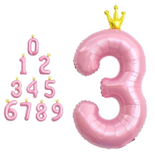 MORAINJAY 40 Zoll Pink Nummernballons mit Krone Große Folienballons für Geburtstage, Abschlüsse und Jubiläen Selbstaufblasbare Ziffern 0-9 MORAINJAY 40 Zoll Pink Nummernballons mit Krone Große Folienballons für Geburtstage, Abschlüsse und Jubiläen Selbstaufblasbare Ziffern 0-9 von MORAINJAY