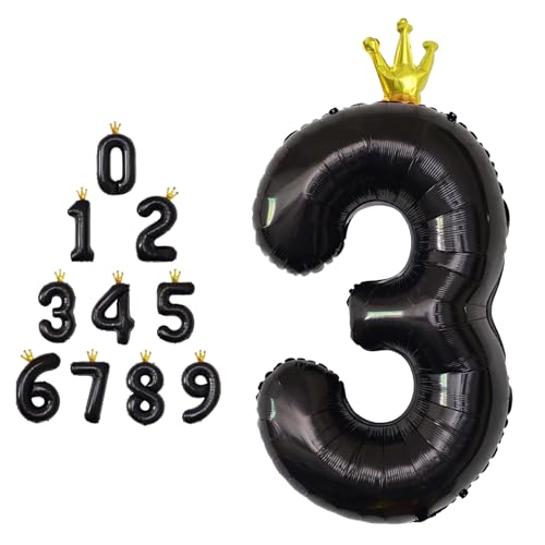 MORAINJAY 40 Zoll Schwarz Nummernballons mit Krone Große Folienballons für Geburtstage, Abschlüsse und Jubiläen Selbstaufblasbare Ziffern 0-9 MORAINJAY 40 Zoll Schwarz Nummernballons mit Krone Große Folienballons für Geburtstage, Abschlüsse und Jubiläen Selbstaufblasbare Ziffern 0-9 von MORAINJAY