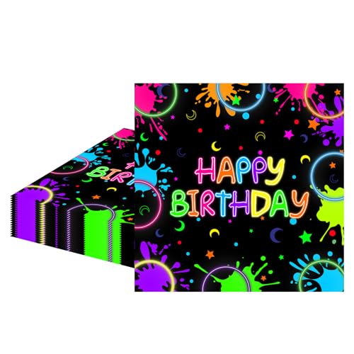 MORAINJAY Neon Glow Geburtstag Servietten, 20Stück Leuchtende Party Servietten Tischdeko, Papierservietten Paper Napkins, Kindergeburtstag Party Zubehör für Kindergeburtstag Deko Tischserviette MORAINJAY Neon Glow Geburtstag Servietten, 20Stück Leuchtende Party Servietten Tischdeko, Papierservietten Paper Napkins, Kindergeburtstag Party Zubehör für Kindergeburtstag Deko Tischserviette von MORAINJAY