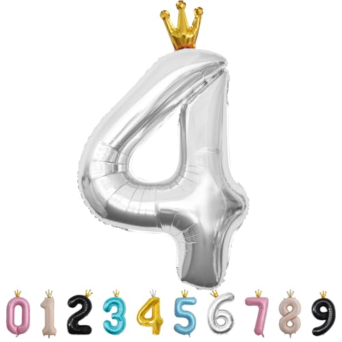 Luftballon Zahl 4 Silber, 101cm Riesen Zahlenballon Nummer 0 1 2 3 4 5 6 7 8 9 10 16 18 21 30 40 50 60 70 80 90 100, 40" Groß Folienballons für Hochzeit Jubiläum, Geburtstagsballons Party Dekoration Luftballon Zahl 4 Silber, 101cm Riesen Zahlenballon Nummer 0 1 2 3 4 5 6 7 8 9 10 16 18 21 30 40 50 60 70 80 90 100, 40" Groß Folienballons für Hochzeit Jubiläum, Geburtstagsballons Party Dekoration von MORAINJAY