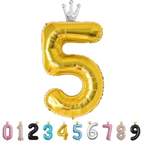 Luftballon Zahl 5 Gold, 101cm Riesen Zahlenballon Nummer 0 1 2 3 4 5 6 7 8 9 10 16 18 21 30 40 50 60 70 80 90 100, 40" Groß Folienballons für Hochzeit Jubiläum, Geburtstagsballons Party Dekoration Luftballon Zahl 5 Gold, 101cm Riesen Zahlenballon Nummer 0 1 2 3 4 5 6 7 8 9 10 16 18 21 30 40 50 60 70 80 90 100, 40" Groß Folienballons für Hochzeit Jubiläum, Geburtstagsballons Party Dekoration von MORAINJAY