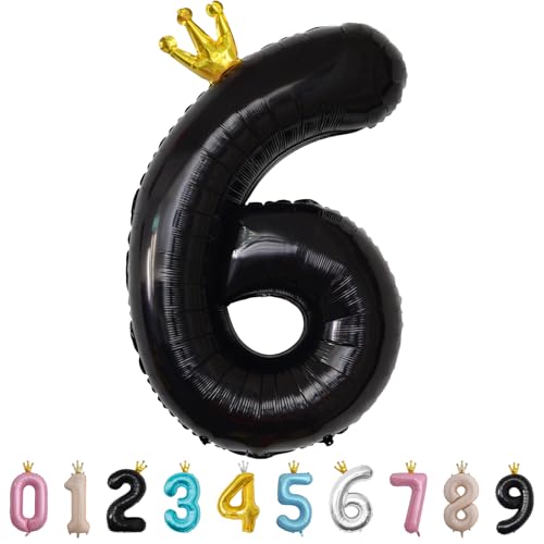 Luftballon Zahl 6 Schwarz, 101cm Riesen Zahlenballon Nummer 0 1 2 3 4 5 6 7 8 9 10 16 18 21 30 40 50 60 70 80 90 100, 40" Groß Folienballons für Hochzeit Jubiläum, Geburtstagsballons Party Dekoration Luftballon Zahl 6 Schwarz, 101cm Riesen Zahlenballon Nummer 0 1 2 3 4 5 6 7 8 9 10 16 18 21 30 40 50 60 70 80 90 100, 40" Groß Folienballons für Hochzeit Jubiläum, Geburtstagsballons Party Dekoration von MORAINJAY