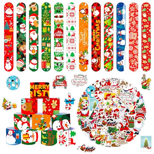 MORAINJAY 36 Stück Weihnachts-Slap-Armbänder und 50 Sticker, Weihnachts-Slap-Bänder für Partytüten,Weihnachts-Geburtstagsgeschenke für Kinder,Mitgebsel für Mädchen und Jungen, Weihnachts-Partybedarf MORAINJAY 36 Stück Weihnachts-Slap-Armbänder und 50 Sticker, Weihnachts-Slap-Bänder für Partytüten,Weihnachts-Geburtstagsgeschenke für Kinder,Mitgebsel für Mädchen und Jungen, Weihnachts-Partybedarf von MORAINJAY