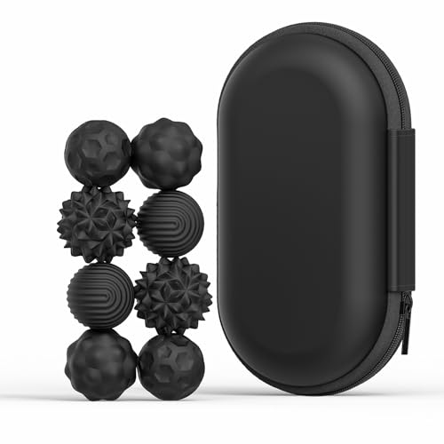 8 Stück Magnetische Fidget Toys, Magnetkugeln Stressball Silikon Sensorik, Magnetbälle Zappelspielzeug Fingerspielzeug für Autismus, Anti-Stress-Angstspielzeug für Erwachsene und Kinder (Schwarz) von MOREASE