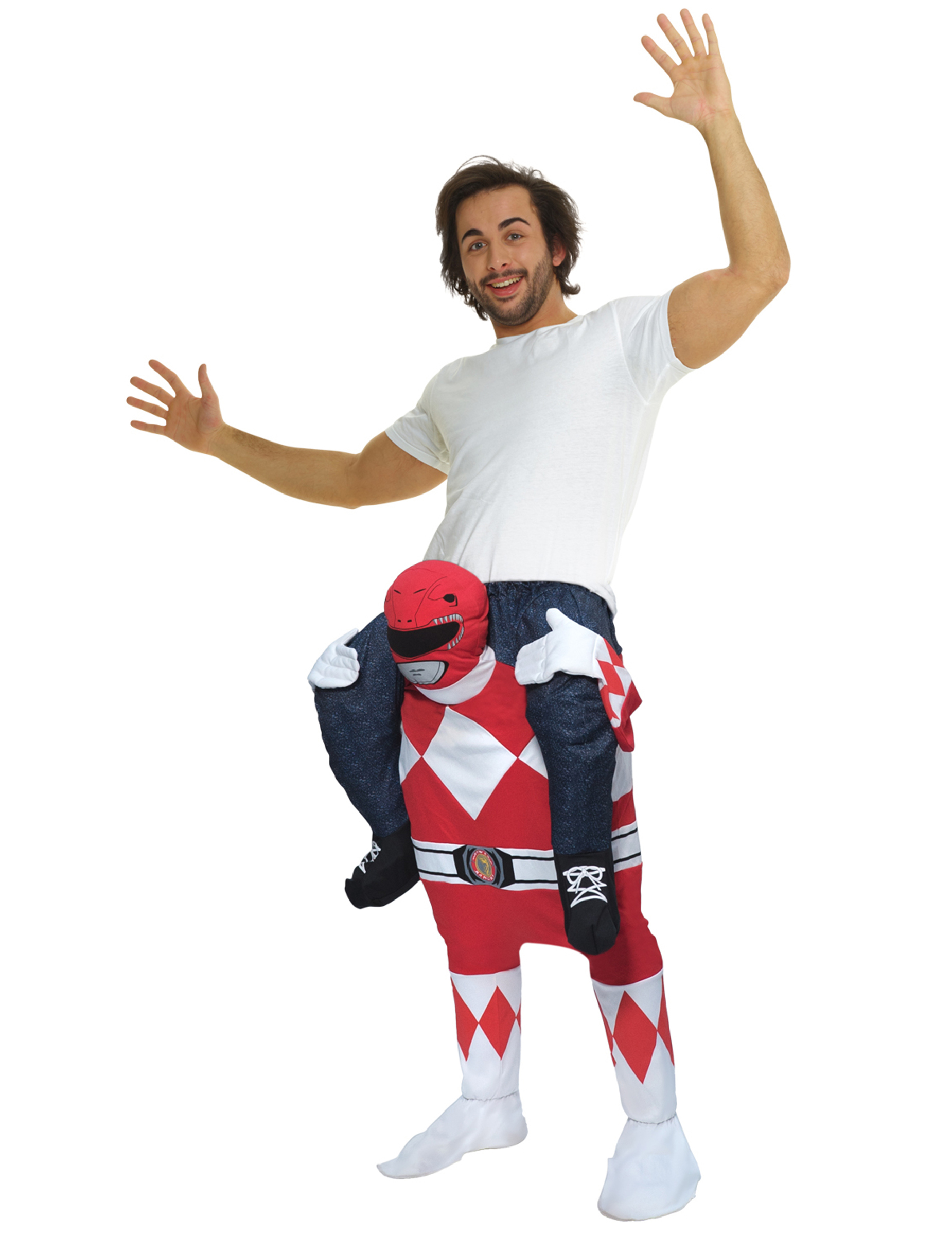 Power Rangers Huckepack Kostüm von Morphsuits für Erwachsene rot von MORPHSUITS