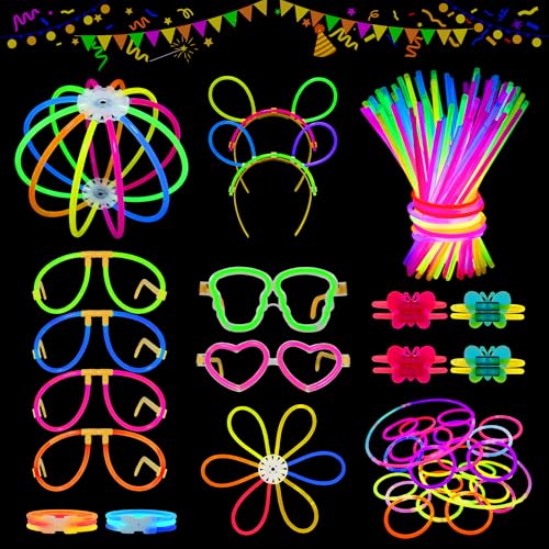 MOSSNDAR Knicklichter Party Set,100 Stück Leuchtstäbe 132 Verbinder,Neon Knicklichter Haarreif Brille Armband Sets für Geburtstage Kinder Halloween Party Deko Weihnachtsdeko Feuerwerk Silvester Deko MOSSNDAR Knicklichter Party Set,100 Stück Leuchtstäbe 132 Verbinder,Neon Knicklichter Haarreif Brille Armband Sets für Geburtstage Kinder Halloween Party Deko Weihnachtsdeko Feuerwerk Silvester Deko von MOSSNDAR