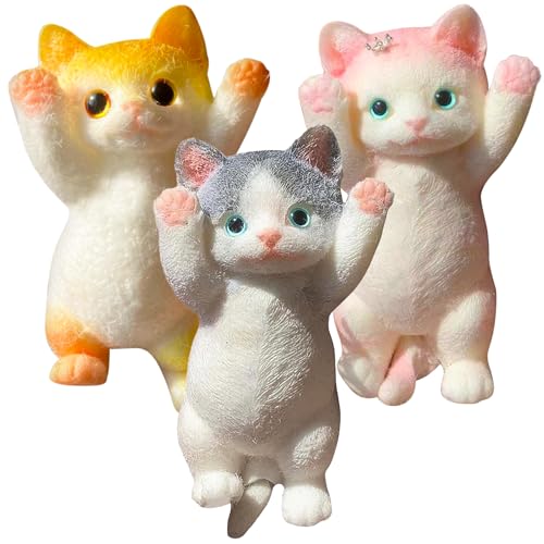 Katze Squishy Squeeze Quetschspielzeuge 3 Stück Niedlich Anti Stress Katze Spielzeug Realistische Cute Squeeze Spielzeug Katze Form Flexible Klebrig Katzen Quetschspielzeuge Für Erwachsene Und Kinder von MOSTEDE