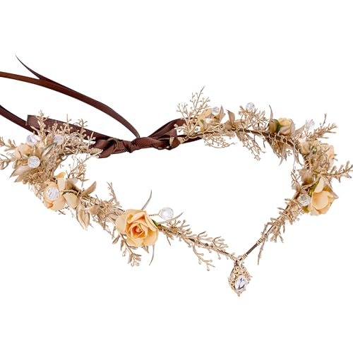 MOSTORY Gold Fairy Flower Crown - Floral Elf Crowns Headpiece for Renaissance Accessories Women, Elven Woodland Circlet for Forest Cosplay Fairycore Outfit Renfaire Halloween MOSTORY Gold Fairy Flower Crown - Floral Elf Crowns Headpiece for Renaissance Accessories Women, Elven Woodland Circlet for Forest Cosplay Fairycore Outfit Renfaire Halloween von MOSTORY