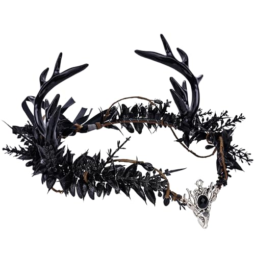 MOSTORY Handgefertigtes schwarzes Geweihkrone – Gothic-Elfen-Kopfschmuck Waldfee, Stirnband, Elfen, dunkler Kreis für Frauen, Renaissance, Halloween, Cosplay, Gothic, Hochzeit, Feenball MOSTORY Handgefertigtes schwarzes Geweihkrone – Gothic-Elfen-Kopfschmuck Waldfee, Stirnband, Elfen, dunkler Kreis für Frauen, Renaissance, Halloween, Cosplay, Gothic, Hochzeit, Feenball von MOSTORY