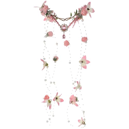 MOSTORY Rosa Blumen Fee Krone - Woodland Elf Krone, florales Kopfstück, Waldblumen-Halsreif, Feen Zubehör für Frauen, Prinzessinnen Renaissance Renfaire Elfen Cosplay Fantasy Fotoshooting MOSTORY Rosa Blumen Fee Krone - Woodland Elf Krone, florales Kopfstück, Waldblumen-Halsreif, Feen Zubehör für Frauen, Prinzessinnen Renaissance Renfaire Elfen Cosplay Fantasy Fotoshooting von MOSTORY